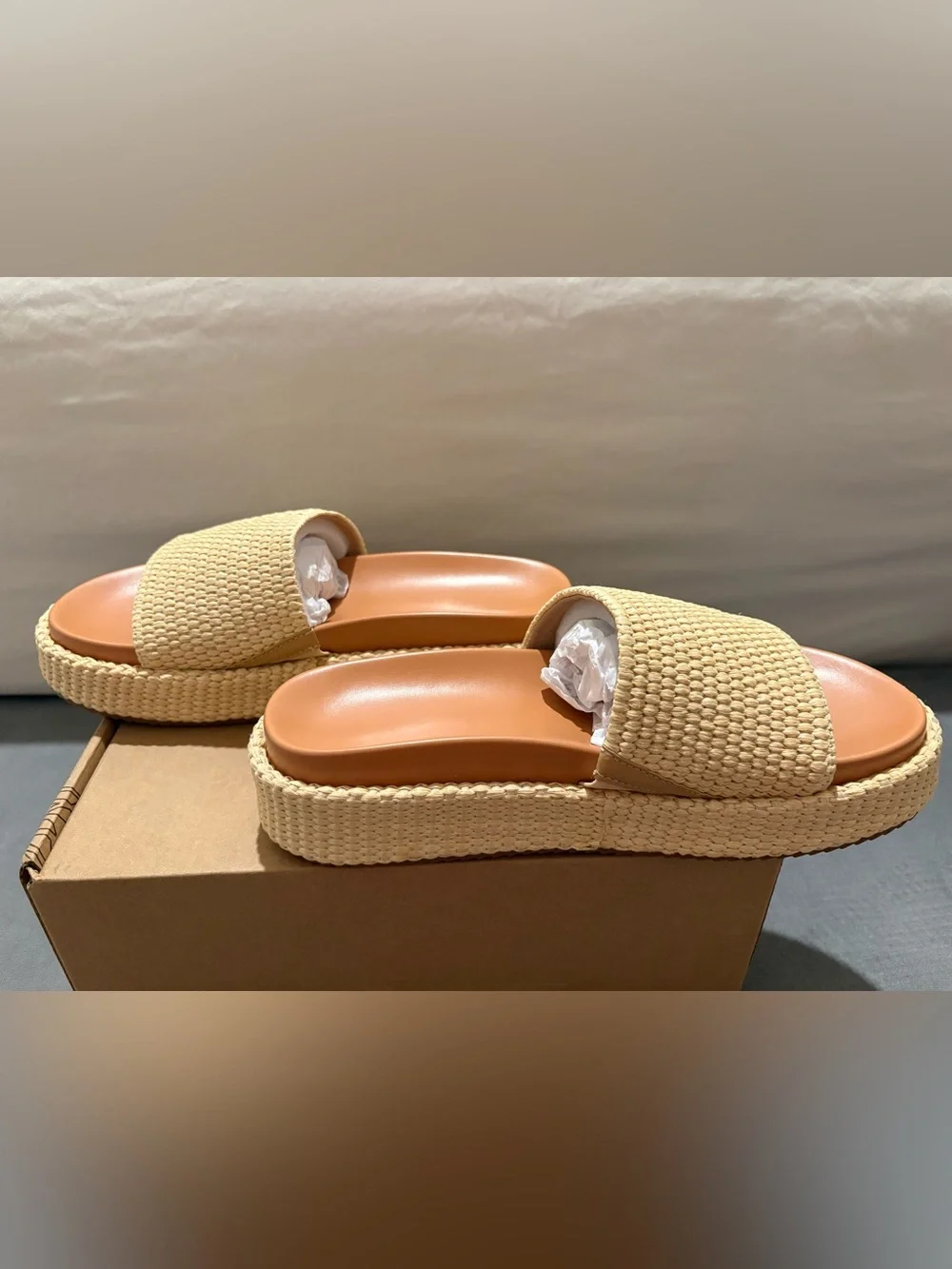 Eqaudes Women’s Woven Slide Platform Sandal in Natural - US Size 7